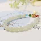 Fortune Jewel Natural Hetian White Jade 14K Gold Plated Money Bag Blessing Bracelet