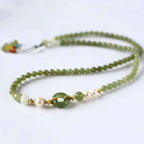 Fortune Jewel Hetian Jade Pearl Peace Buckle Luck Wealth String Bracelet
