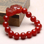 Fortune Jewel Red Agate Lucky Pixiu Wealth Luck Bracelet