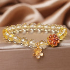 Fortune Jewel Natural Citrine Flower Charm Prosperity Protection Bracelet