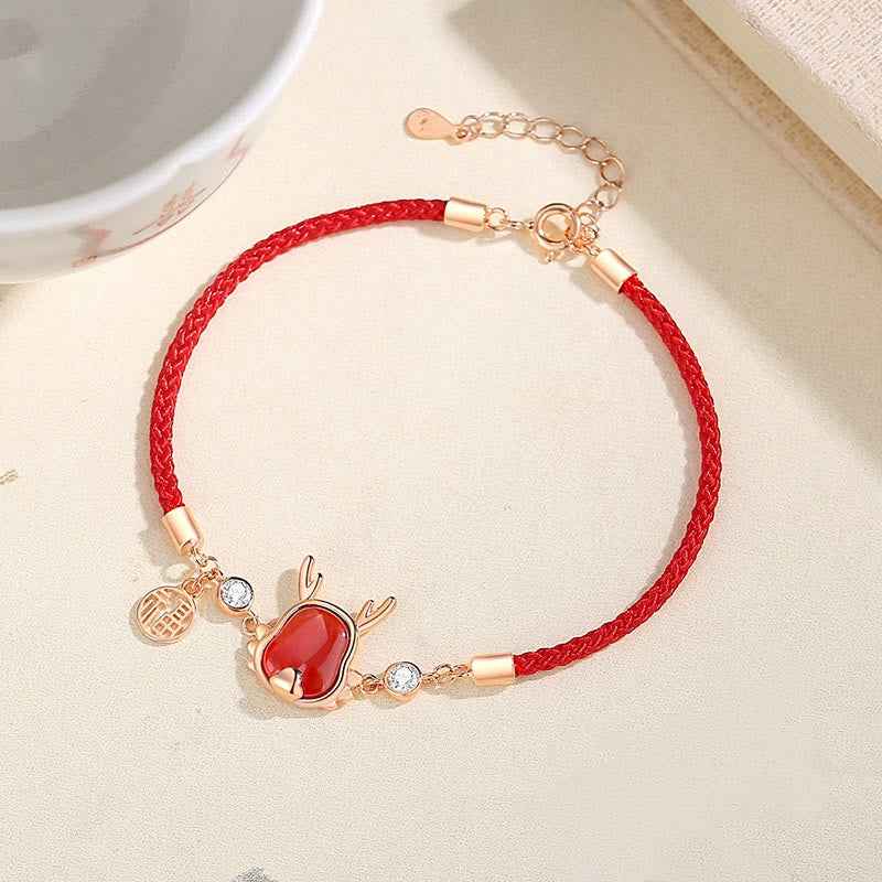 ❗❗❗A Flash Sale- Fortune Jewel 925 Sterling Silver Year of the Dragon Natural Red Agate Dragon Attract Fortune Fu Character Strength Bracelet Necklace Pendant Earrings