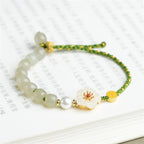 Fortune Jewel 925 Sterling Silver Natural Hetian Jade Peach Blossom Luck Bracelet