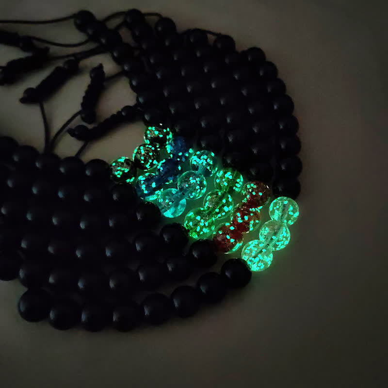 Fortune Jewel Black Obsidian Luminous Glowstone Strength Bracelet