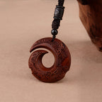 Fortune Jewel Small Leaf Red Sandalwood Ebony Wood One's Luck Improves Design Patern Protection Necklace Pendant