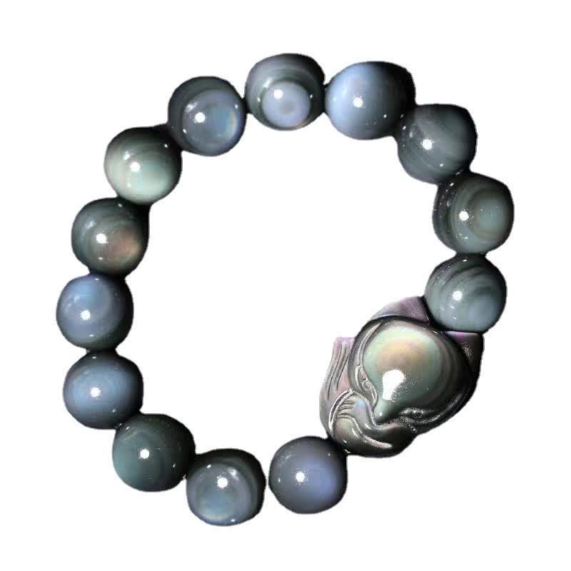 Fortune Jewel Rainbow Obsidian Fox Healing Positive Bracelet