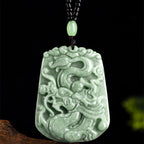 Fortune Jewel Year Of The Dragon Chinese Zodiac Dragon Soaring Jade Protection Bead Chain Necklace Pendant