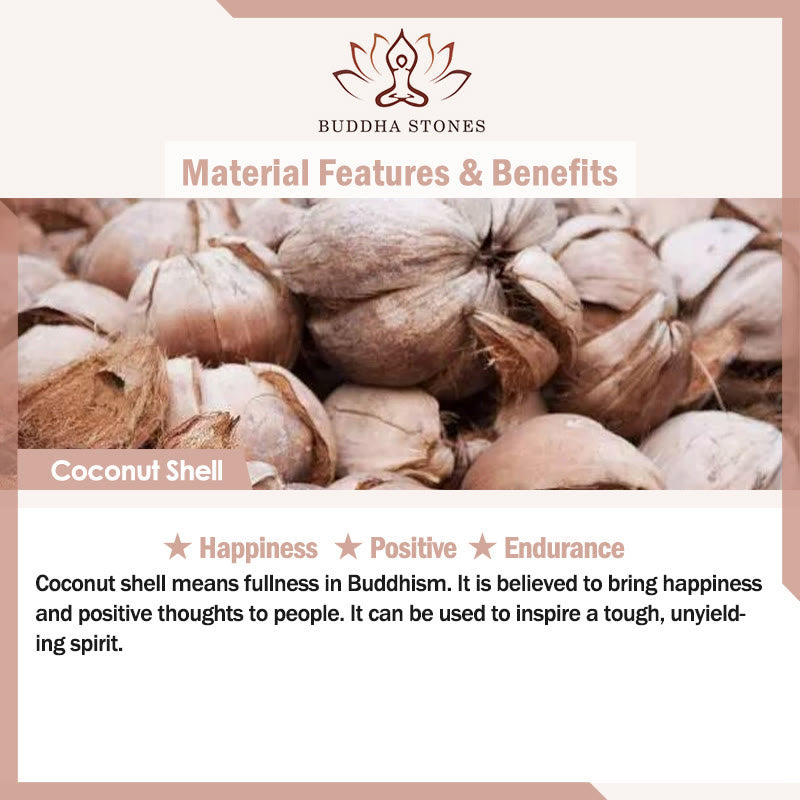 Fortune Jewel Retro Coconut Shell Brass Copper Happiness Triple Wrap Bracelet