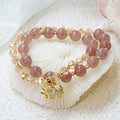 Fortune Jewel Rose Quartz Elephant Healing Energy Charm Bracelet