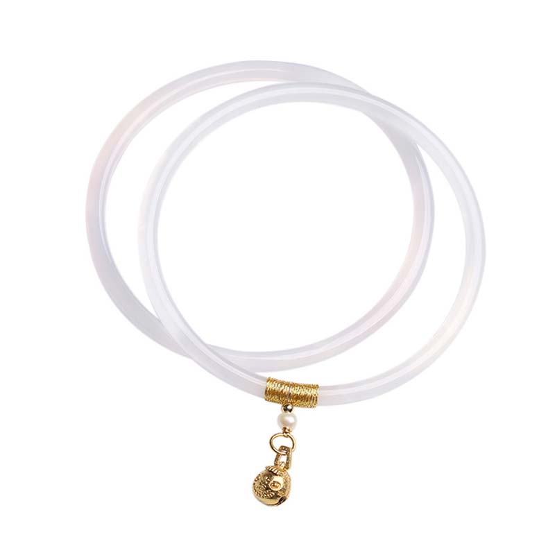 Fortune Jewel Natural Cyan White Jade Success Bracelet