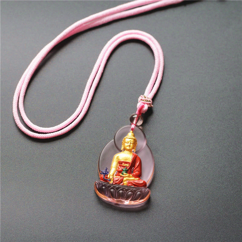 Fortune Jewel Tibet Medicine Buddha Liuli Crystal Compassion Necklace Pendant Fortune Jewel