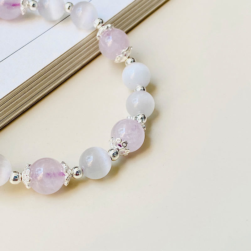 Fortune Jewel 925 Sterling Silver Natural Amethyst Cat's Eye Spiritual Awareness Star Bracelet