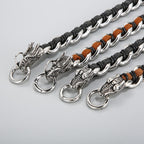 Fortune Jewel Dragon Leather Titanium Steel Protection Luck Braided Bracelet Fortune Jewel