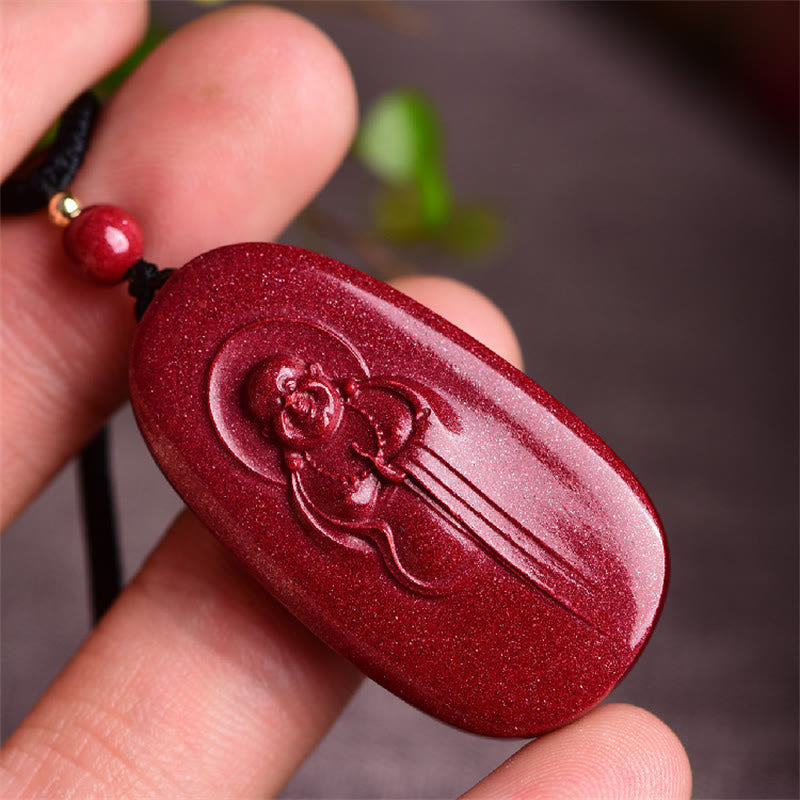 Fortune Jewel Laughing Buddha Yin Yang Chinese Zodiac Gourd Natural Cinnabar Blessing Necklace Pendant
