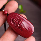 Fortune Jewel Laughing Buddha Yin Yang Chinese Zodiac Gourd Natural Cinnabar Blessing Necklace Pendant