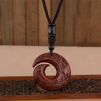 Fortune Jewel Small Leaf Red Sandalwood Ebony Wood One's Luck Improves Design Patern Protection Necklace Pendant