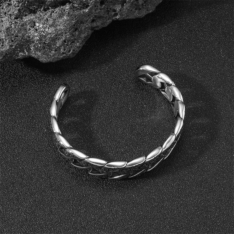 Fortune Jewel Tibetan Om Mani Padme Hum Mantra Titanium Steel Peace Cuf Bangle Bracelet