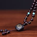 Fortune Jewel 108 Mala Beads Tibetan Small Leaf Red Sandalwood Lotus Balance Bracelet