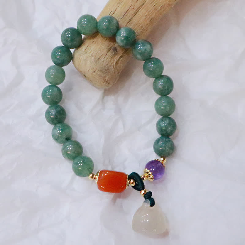 Fortune Jewel Cyan Jade Lotus Pumpkin Wish Peace Buckle Amethyst Crystal Healing Bracelet