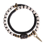 Fortune Jewel Bone Beads Ebony Wood Copper Strength Couple Bracelet