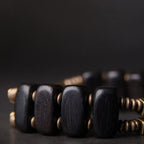 Buddha Stones Tibetan Ebony Wood Brass Copper Balance Double Layer Bracelet