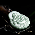 Fortune Jewel Laughing Buddha Natural Jade Copper Coin Abundance Necklace Pendant Fortune Jewel