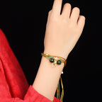 Fortune Jewel Tibetan Handmade Rope Liuli Glass Bead Braided Multilayered Healing Bracelet