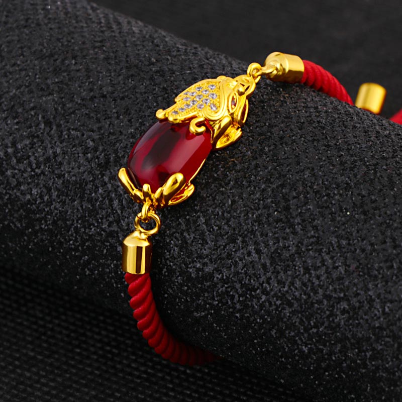 Fortune Jewel Wealth Attractor Red Agate Pixiu Red String Bracelet