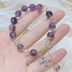 Fortune Jewel Natural Amethyst Crystal Spiritual Butterfly Charm Bracelet