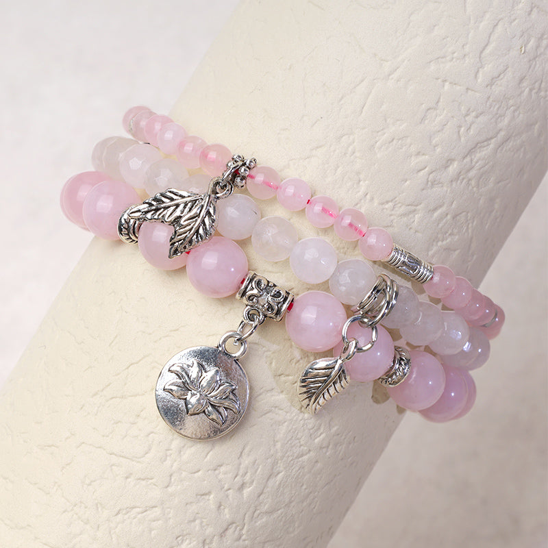 Fortune Jewel 3PCS Natural Quartz Crystal Beaded Healing Energy Lotus Bracelet