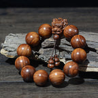 Fortune Jewel Rosewood Green Sandalwood Small Leaf Red Sandalwood Dragon Carved Protection Bracelet