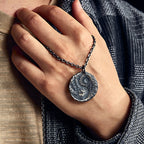 Fortune Jewel 990 Sterling Silver Yin Yang Hammer Texture Harmony Necklace Pendant Fortune Jewel