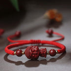 Fortune Jewel Chinese Zodiac Natal Buddha Cinnabar Amulet Blessing String Bracelet