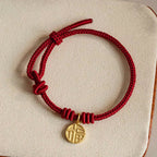 Fortune Jewel Handmade Eight Thread Peace Knot Fu Character Charm Luck Happiness Red Rope Bracelet