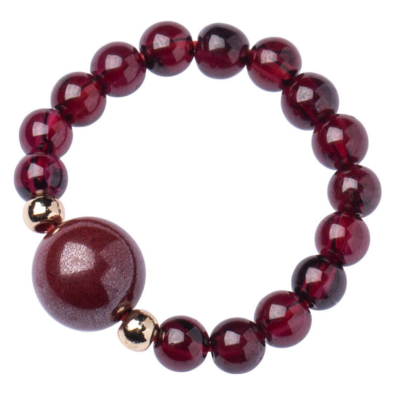 Fortune Jewel Garnet Cinnabar Lucky Bead PiXiu Om Mani Padme Hum Rose Protection Ring
