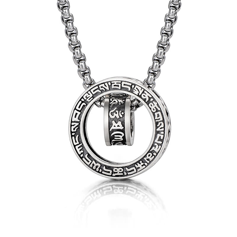 Fortune Jewel Tibetan Om Mani Padme Hum Carved Peace Purity Chain Necklace Pendant