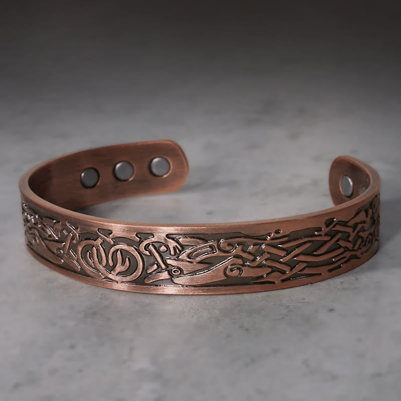 Fortune Jewel Viking Birds Magnetic Copper Adjustable Cuff Bracelet Bangle