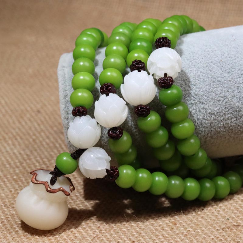 Fortune Jewel Natural Bodhi Seed 108 Beads Mala Wisdom Bracelet