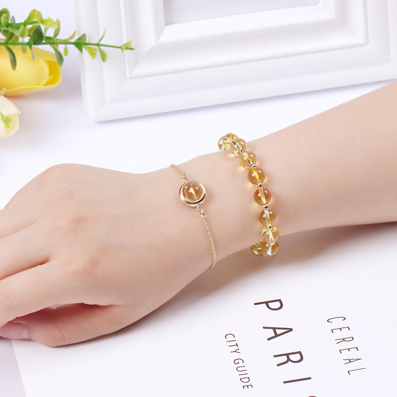 Fortune Jewel Sun Stone Strawberry Quartz Crystal Positive Bracelet