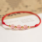 Fortune Jewel Strawberry Crystal Beads Luck Red String Anklet