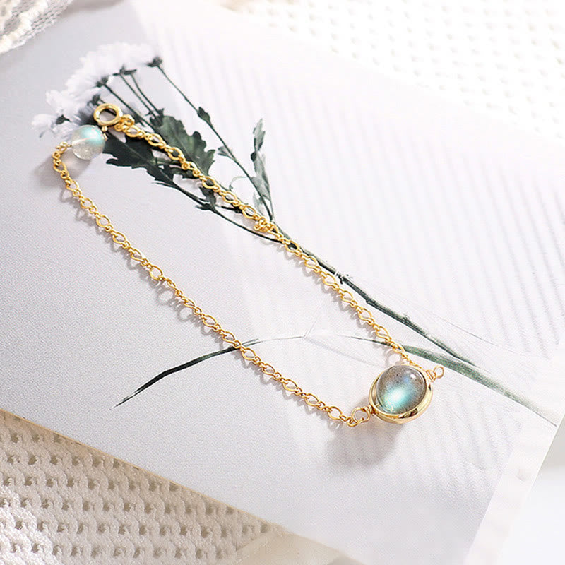 Fortune Jewel 14k Gold Plated Natural Moonstone Healing Love Bracelet