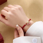Fortune Jewel Strawberry Quartz Crystal Endless Knot Love Healing Red String Weave Bracelet