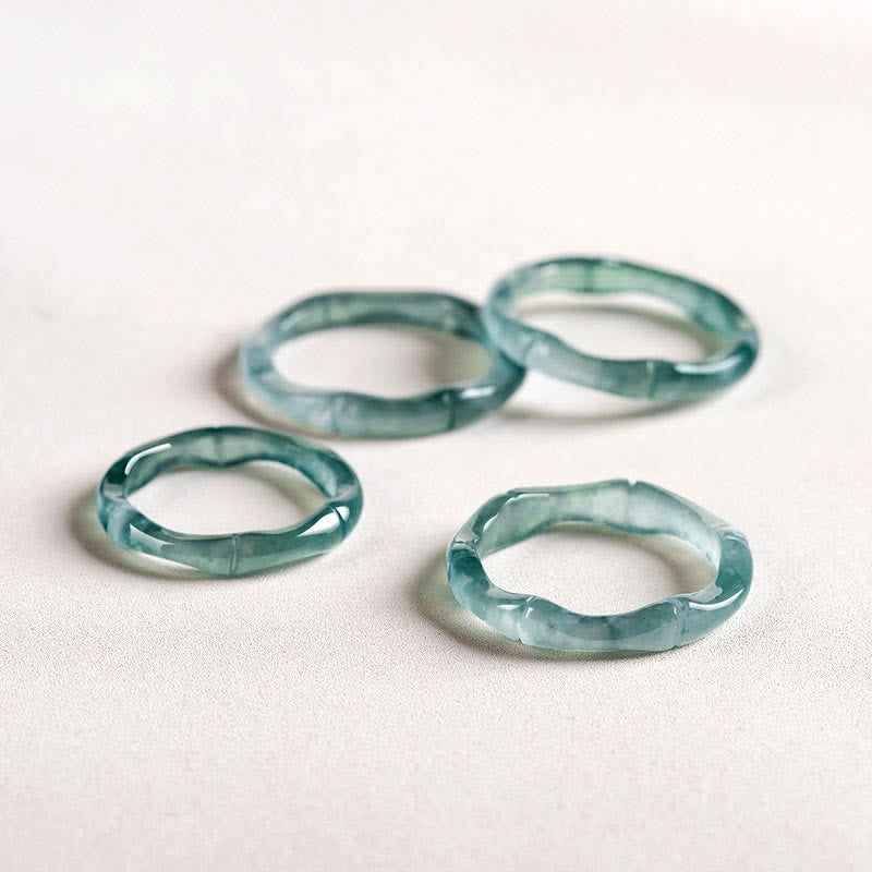 Fortune Jewel Natural Jade Bamboo Prosperity Abundance Ring