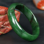 Fortune Jewel Natural Hetian Cyan Jade Happiness Success Bracelet Bangle