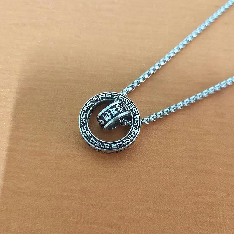 Fortune Jewel Tibetan Om Mani Padme Hum Carved Peace Purity Chain Necklace Pendant