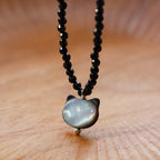 Fortune Jewel Black Spinel Cute Cat Motivate Choker Necklace