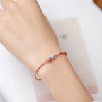Fortune Jewel 14K Gold Plated Natural Rhodonite Loving Energy Chain Bracelet