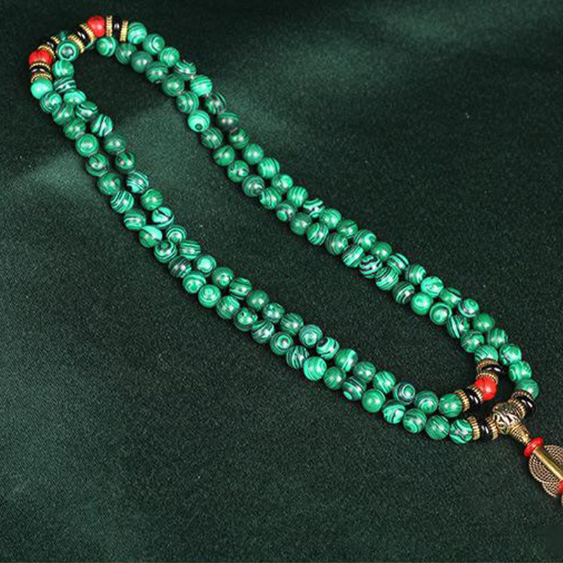 Fortune Jewel Tibetan 108 Mala Malachite Beads Bracelet Necklace