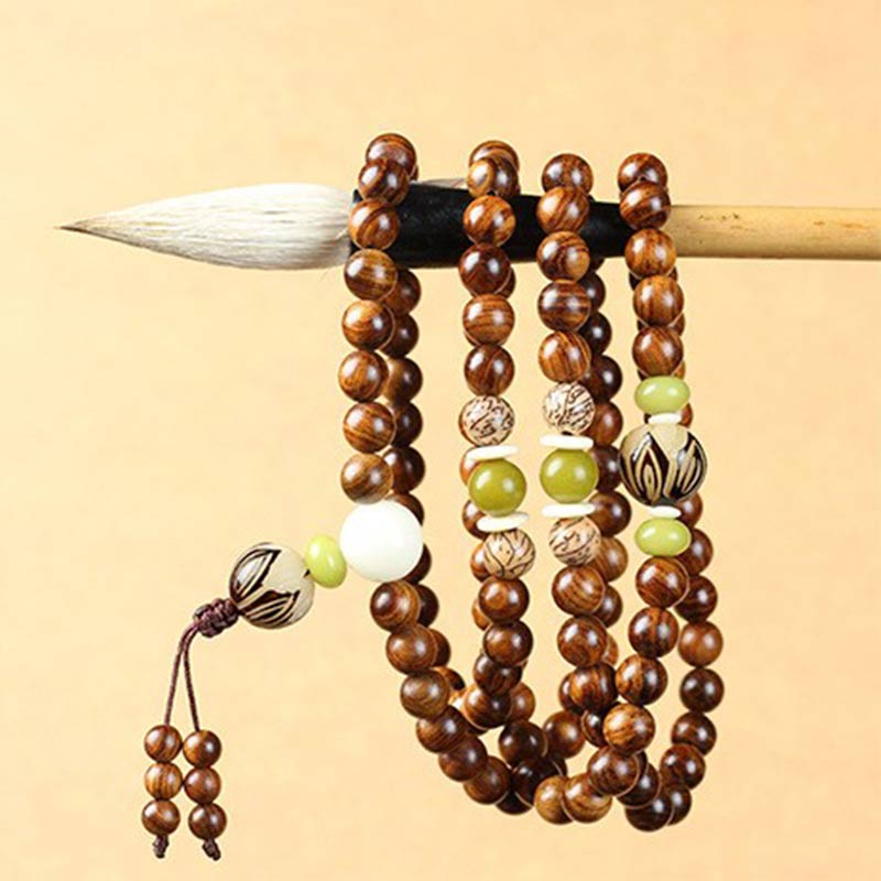Fortune Jewel Tibetan Rosewood Mala Protection Calm Bracelet