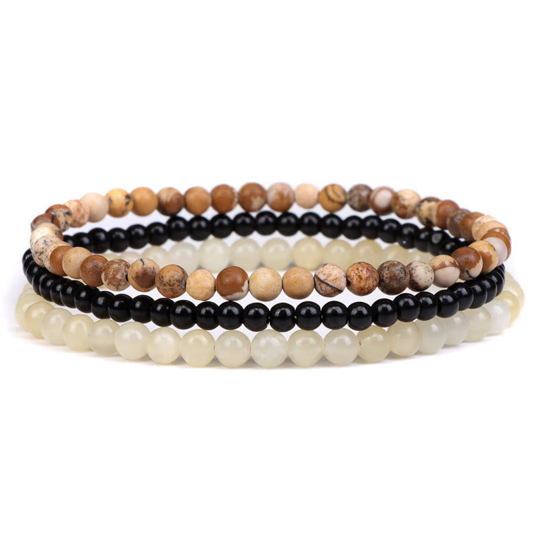 Fortune Jewel 3Pcs Natural Crystal Stone Inner Peace Spiritual Bracelet