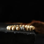 Fortune Jewel Tibet Peach Wood Lotus Cinnabar Bagua Yin Yang Luck Wealth Bracelet